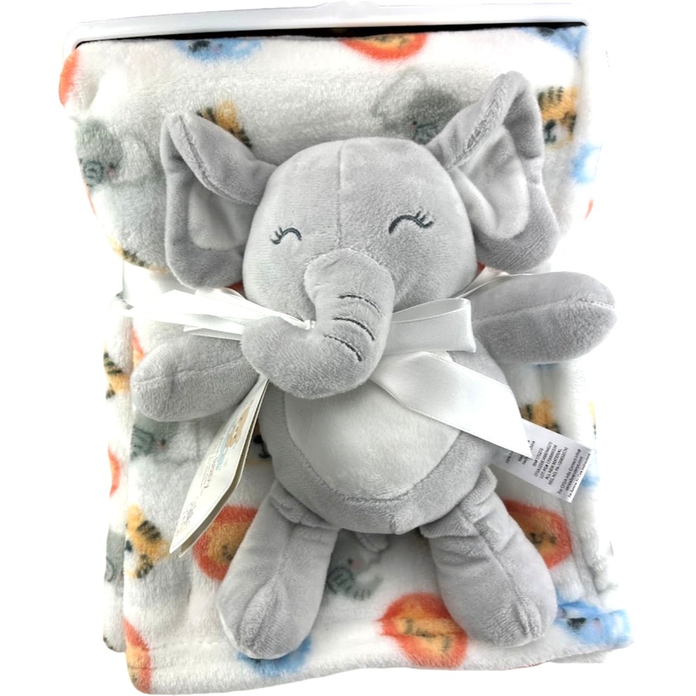 Stylish Baby Plush Elephant Lovey Toy‎ Fleece Animal Face Blanket Set Lion Koala